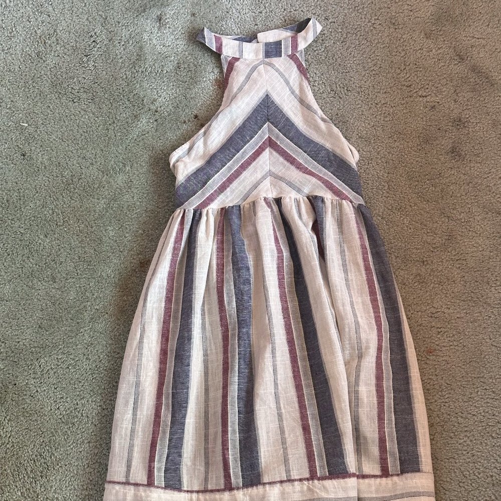 dress, linen, red and blu stripes, size small